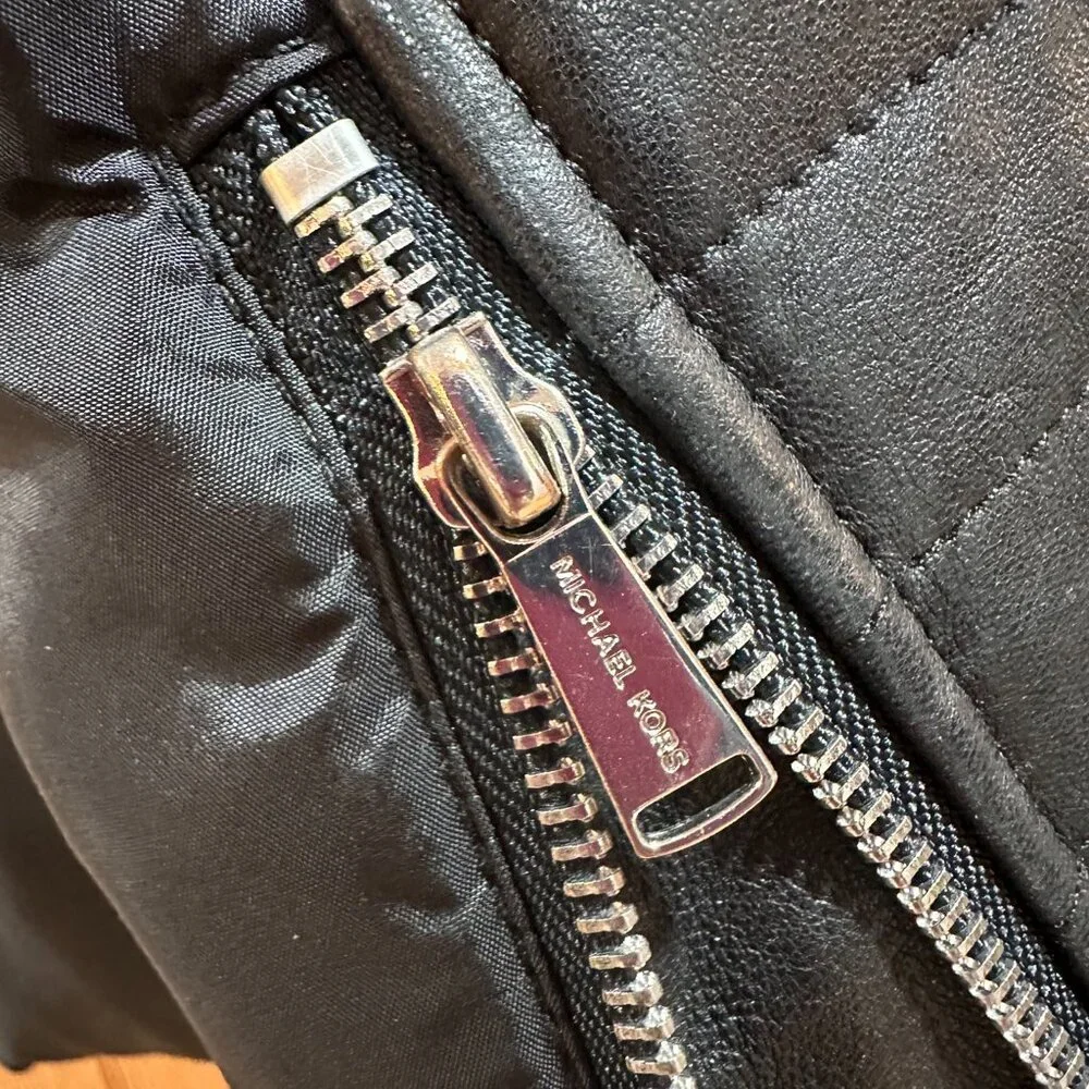 Michael Kors Moto Coat with Asymmetrical Front Zipper & Faux Fur Collar Size M - Picture 12 of 12